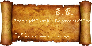 Breznyánszky Bonaventúra névjegykártya
